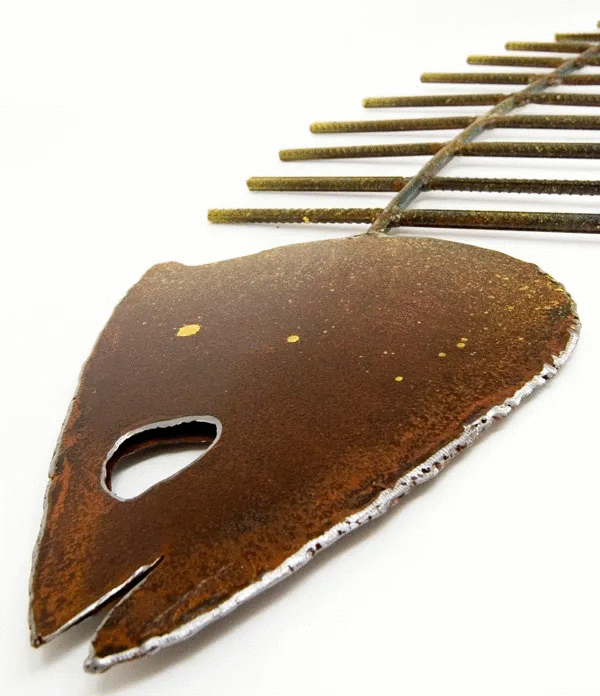Fishbone made of wire closeup