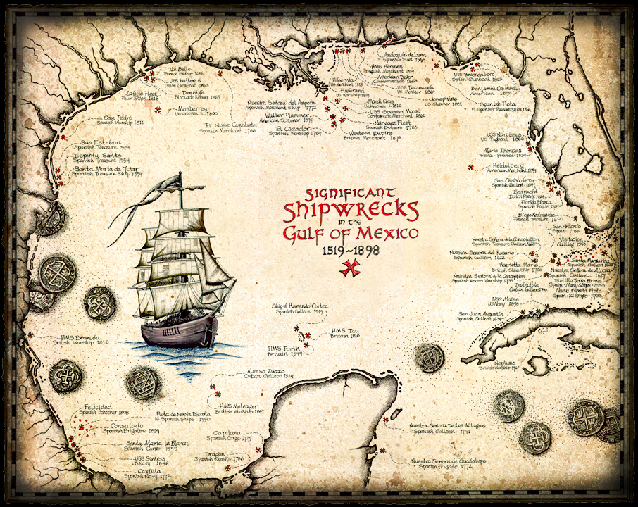 Map of the Significant Shipwrecks in the Gulf of Mexico